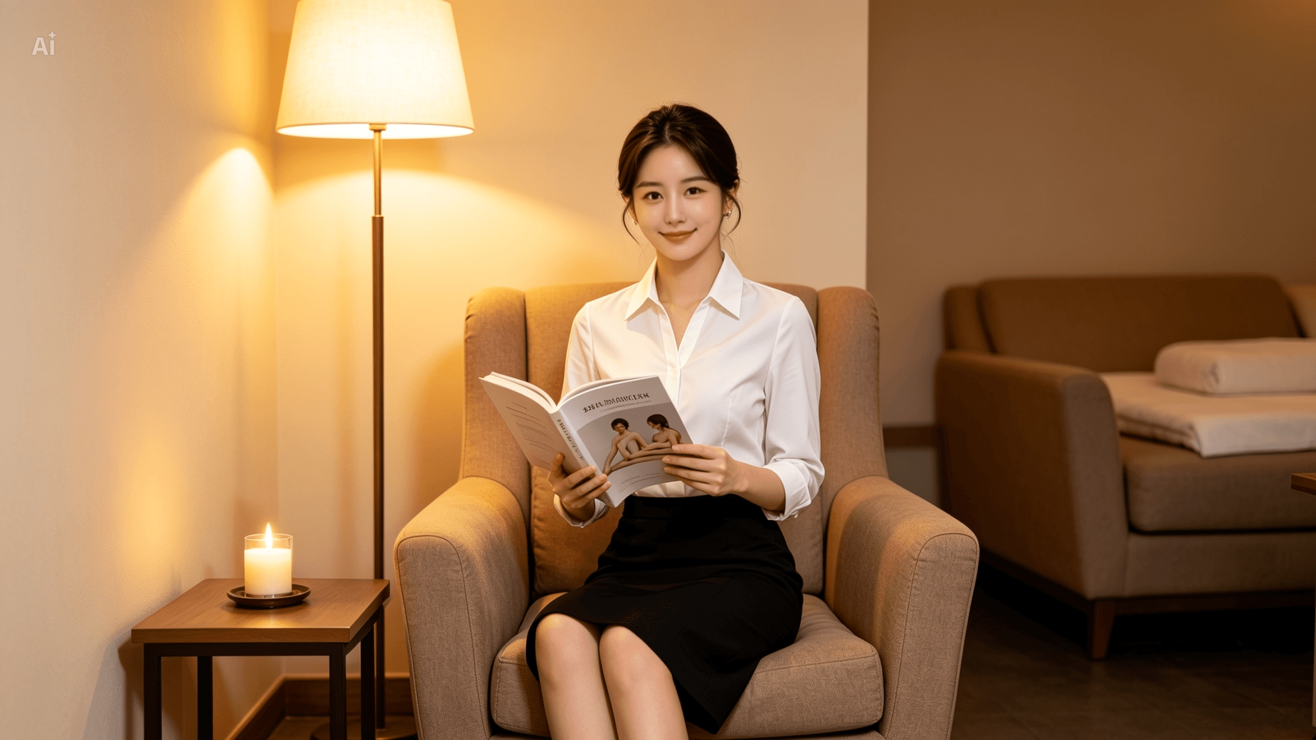 GOLDstar Massage lounge area used before an outcall visit to a Gwangalli beachfront hotel
